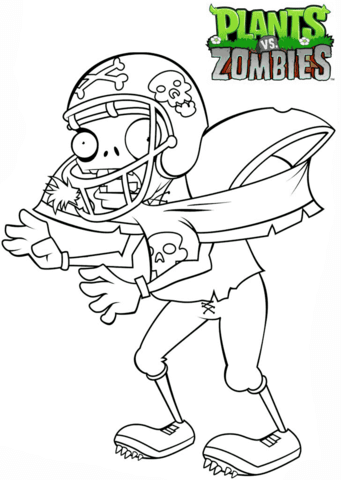 Plants Vs. Zombies Football Zombie Coloring Page